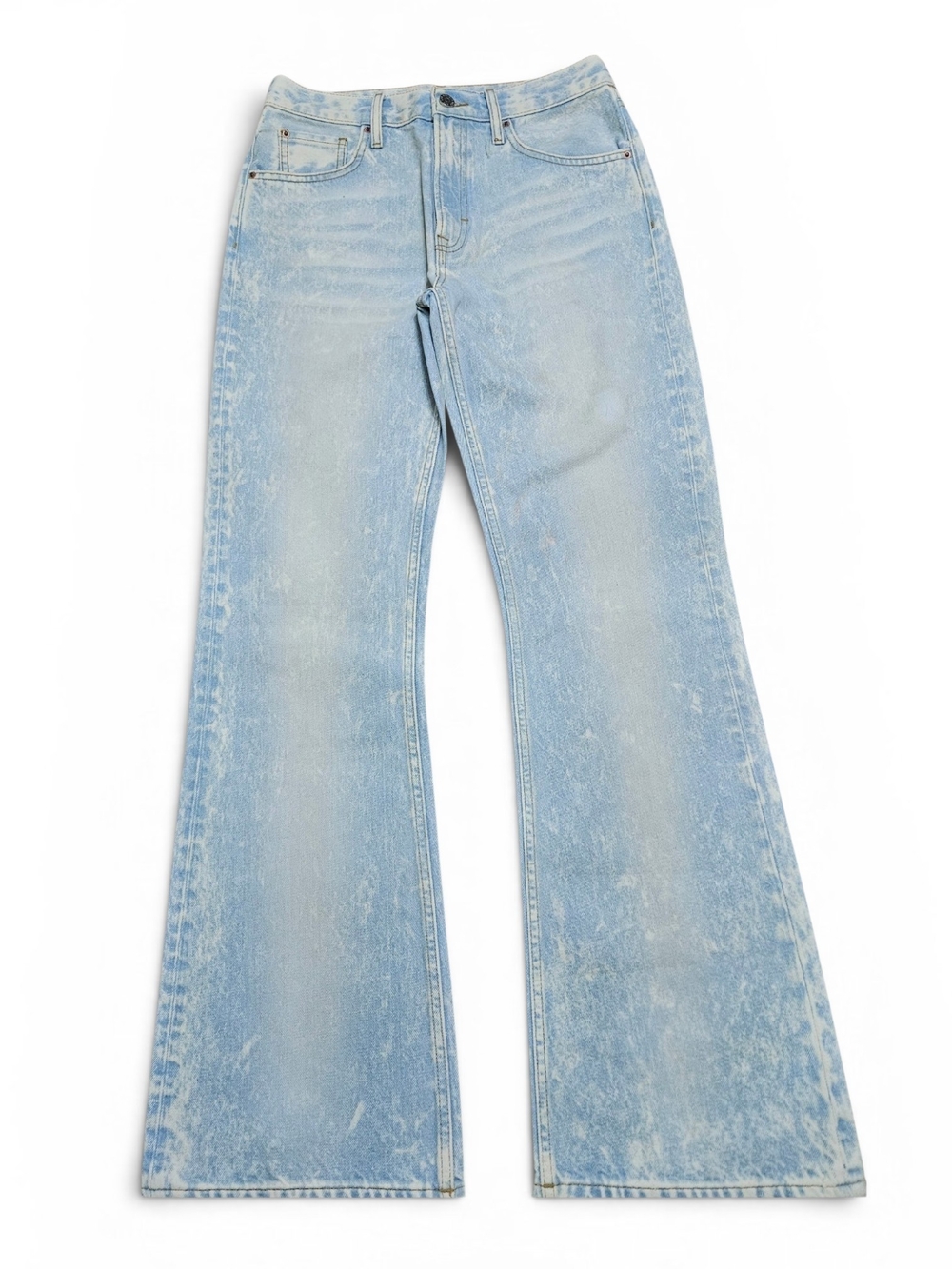 BDG Style Acid Wash Flare Jeans Wide Leg Y2K Light Wash Denim